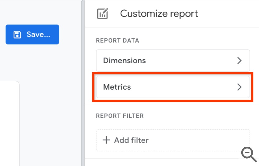 Google Analytics Select Metrics