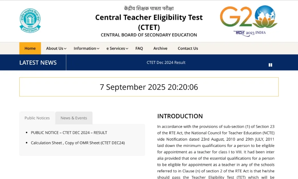 CTET Exam Date